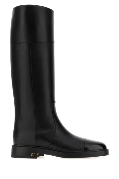 Valentino Garavani Zimmy Calf Leather Boots In Black