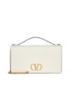 Valentino Garavani<br/>white Leather Wallet With Shoulder Strap<br/> In Neutral