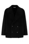 Valentino Black Two Button Placket Coat In Multi