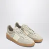 Valentino Leather Sneakers With Panelled Design And Side Stripe Detailing In Neutral