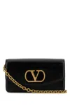Valentino Garavani Garavani Vain Clutch Bag In Shiny Calfskin Woman Black Uni In Black