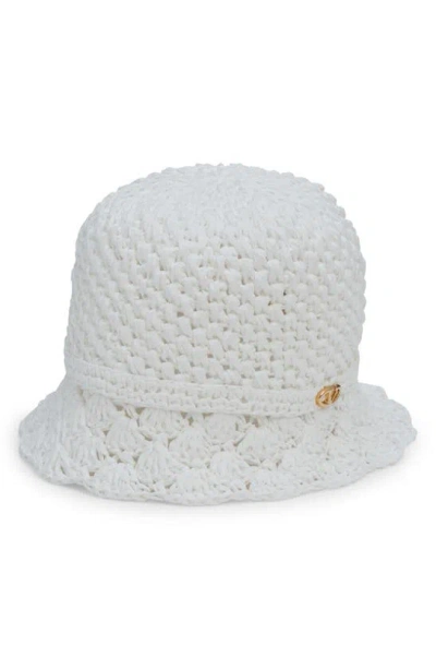 Valentino Garavani Garden Vlogo Bucket Hat In Bianco/ Gold