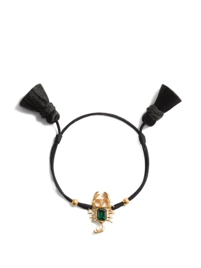 Valentino Garavani Gardienne Bracelet In Metal, Crystal, And Rope With Tassels In Gold