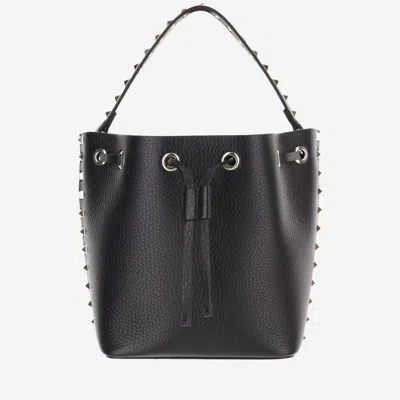 Valentino Garavani Women's Leather Rockstud Bucket Bag In Black