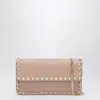 Valentino Garnet Calfskin Rockstud Chain Wallet In Pink
