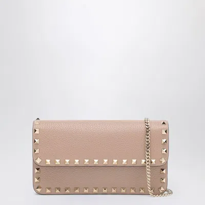 Valentino Garavani Garnet Calfskin Rockstud Chain Wallet