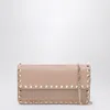Valentino Garnet Calfskin Rockstud Chain Wallet In White