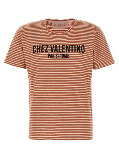 Valentino Striped T-shirt In Brown