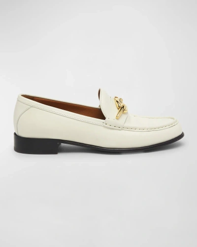 Valentino Garavani Gate Vlogo Leather Loafers In Ivory