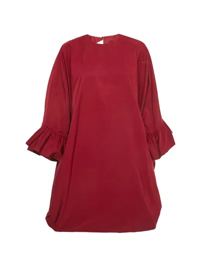 Pre-owned Valentino Gathered-sleeves Mini Dress In Red
