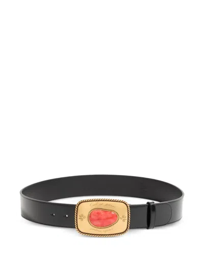 Valentino Garavani Gaudium Belt In Shiny Calfskin 40 Mm In Black