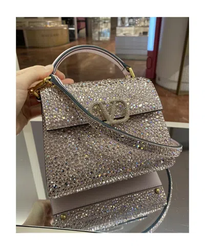 Valentino Garavani Gem-embellished Vsling Mini Bag In Nude