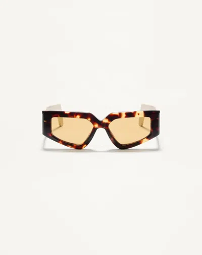 Valentino Garavani Valentino Geometric Acetate Eyewear Woman Ivory/black/brown 53 In Multi