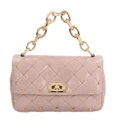 Valentino Garavani Geometric Detail Shoulder Bag In Nude