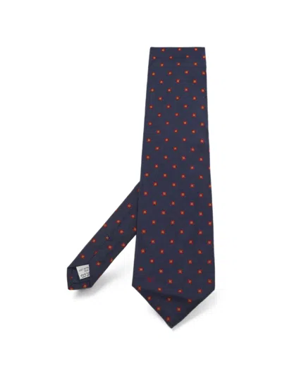Pre-owned Valentino Garavani Geometric Jacquard Silk Tie In Blue