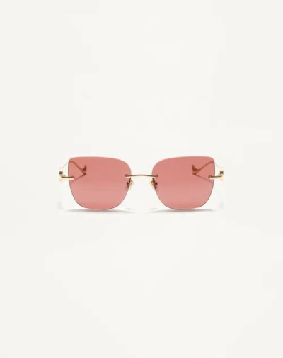 Valentino Garavani Valentino Geometric Metal Eyewear Woman Gold/brown 54 In Multi