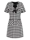 Valentino Embroidered Damier Light Tweed Short Dress In White