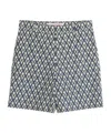 Valentino Bermuda Shorts In Cotton Poplin With All Over Toute La V Print In Gray