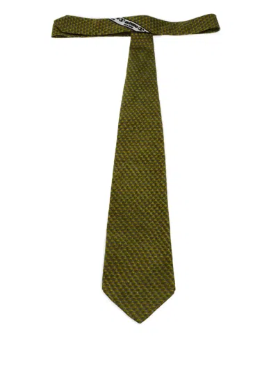 Pre-owned Valentino Garavani Geometric-pattern Silk Tie In Green