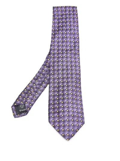 Pre-owned Valentino Garavani Geometric-pattern Silk Tie In Purple