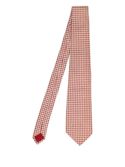 Pre-owned Valentino Garavani Geometric-pattern Silk Tie In Red