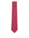 Valentino Silk Tie With Hexagonal Pattern Slim Design In Red