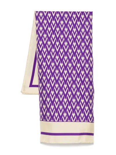Valentino Geometric-patterned Scarf In Purple