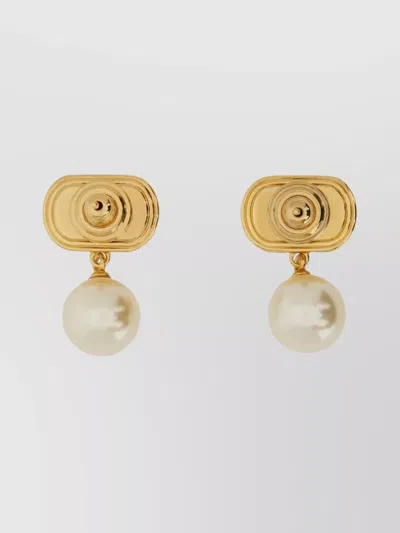 Valentino Garavani Geometric Pearl Earrings Gold Finish
