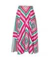 Valentino Geometric Print Midi Skirt In Pink
