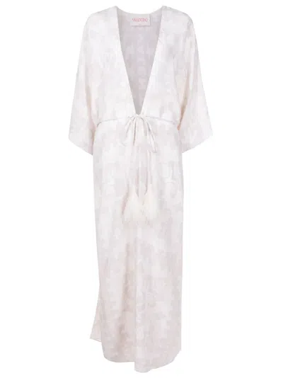 Valentino Geometric-print Beach Cover-up In Neutrals