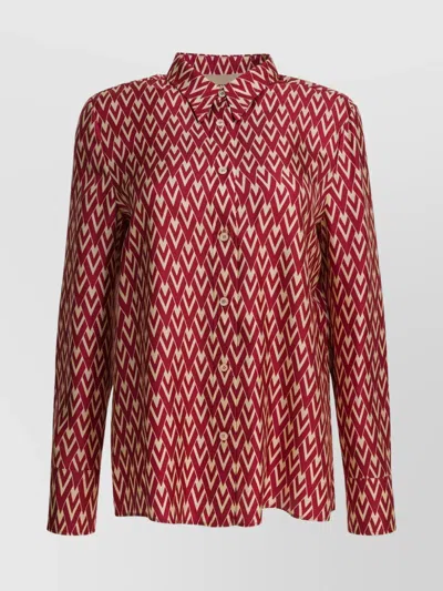 VALENTINO GEOMETRIC PRINT COLLARED LONG SLEEVE SHIRT