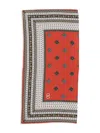 Valentino Silk Scarf With Geometric Pattern And Logo In Orange