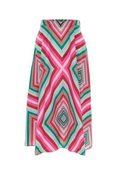 Valentino Geometric Print Midi Skirt In Printed