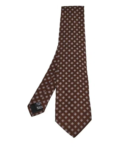 Pre-owned Valentino Garavani Geometric Silk Tie In Brown
