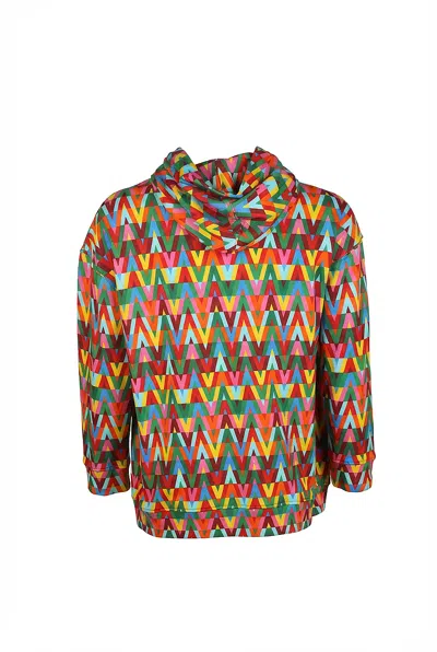 Valentino Geometric-print Windbreaker Raincoat In Multi
