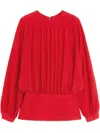 Valentino Silk Draped Blouse In Red