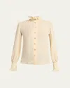 Valentino Georgette Button-front Blouse In Neutral