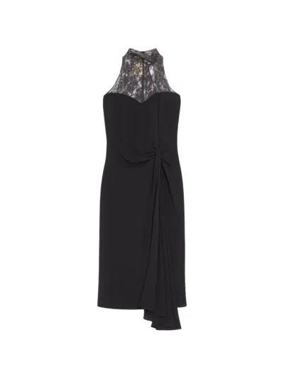 Valentino Georgette Midi Dress Woman Black 46