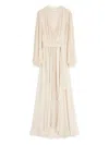 Valentino Georgette Long Dress In Neutral