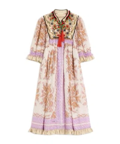 Valentino Garavani Embroidered Voyage Imaginaire Silk Georgette Dress In Multi