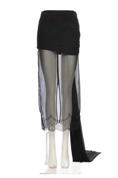 Valentino Georgette Midi Skirt In Black