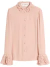 Valentino Chemisier En Georgette Femme Rose Mist 40 In Pink