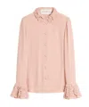Valentino Chemisier En Georgette Femme Rose Mist 40 In Pink