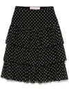 Valentino Layered High-waisted Skirts With Polka Dot Pattern In Black