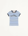 Valentino Ivory Striped Jersey Embroidered T-shirt In Elfenbein/blau