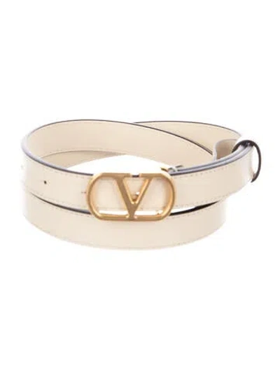 Pre-owned Valentino Garavani Gg Marmont Thin Belt Skinny Waist Belt In Neutral