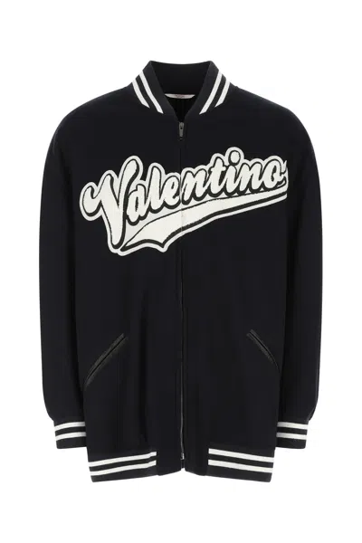 VALENTINO NAVY BLUE WOOL OVERSIZE PADDED JACKET