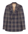 Valentino Giacca Doppiopetto In Lana E Cotone Con Motivo Check