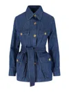 Valentino Denim Safari Jacket In Blue