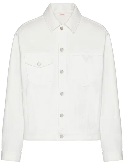 Valentino V Detail Denim Jacket In White